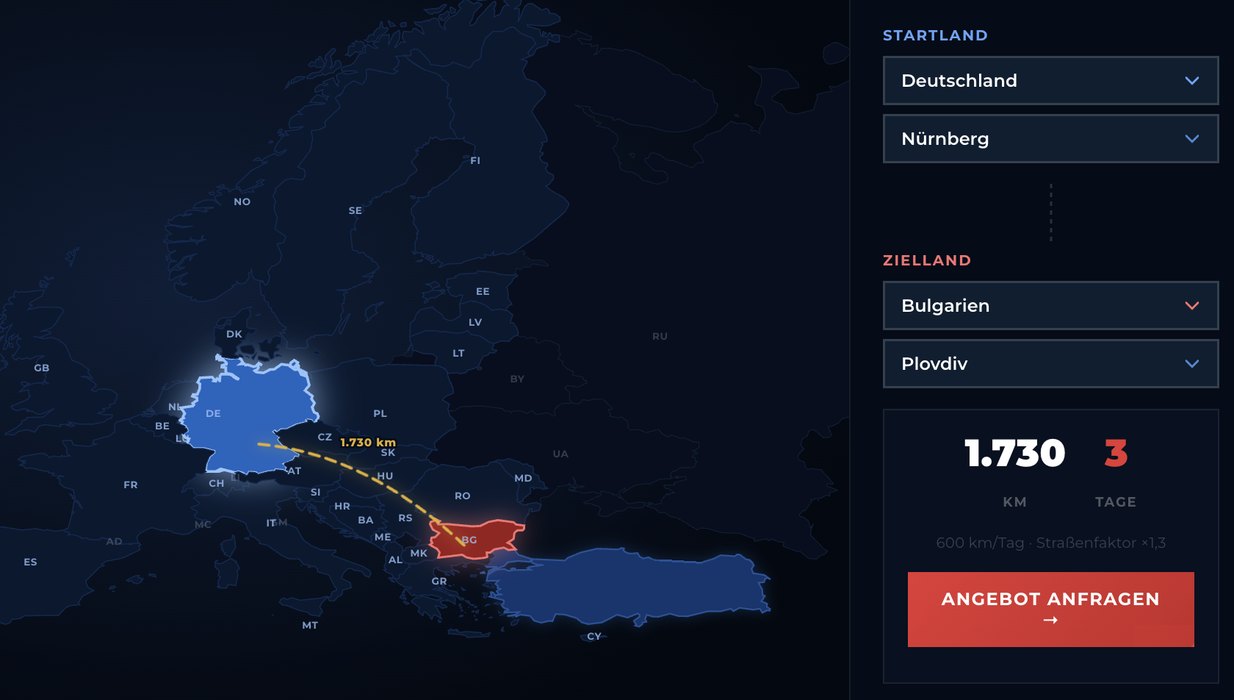 Freight cost calculator on u-lg.de
